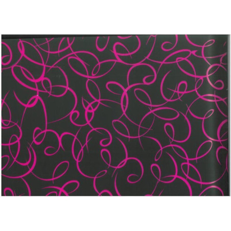 PAPEL REGALO ROLLO 62 SETIMPRES ESTUCADO NEGRO RIZOS ROSA E42RS