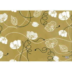 PAPEL REGALO ROLLO 62 SETIMPRES ESTUCADO ORO FLORES BLANCAS E45OR