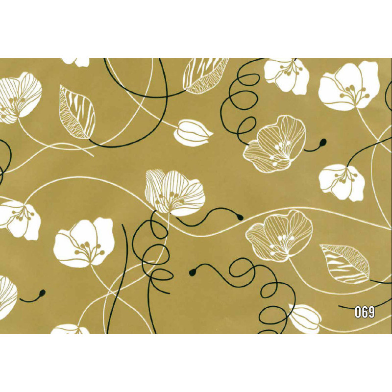 PAPEL REGALO ROLLO 62 SETIMPRES ESTUCADO ORO FLORES BLANCAS E45OR