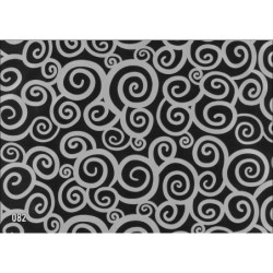 PAPEL REGALO ROLLO 62 SETIMPRES ESTUCADO NEGRO ESPIRALES PLATA E51N