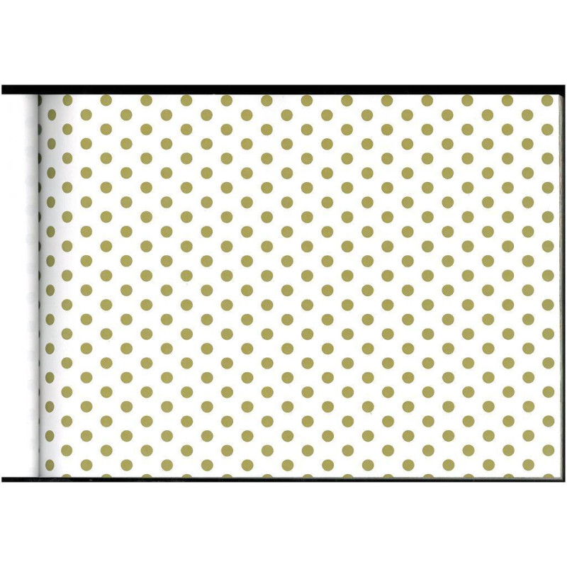 PAPEL REGALO ROLLO 62 SETIMPRES ESTUCADO BLANCO PUNTOS ORO E52BO