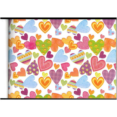 PAPEL REGALO ROLLO 62 SETIMPRES ESTUCADO CORAZONES FONDO BLANCO E53B