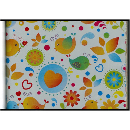 PAPEL REGALO ROLLO 62 SETIMPRES ESTUCADO PAJARITOS PLATA E57P