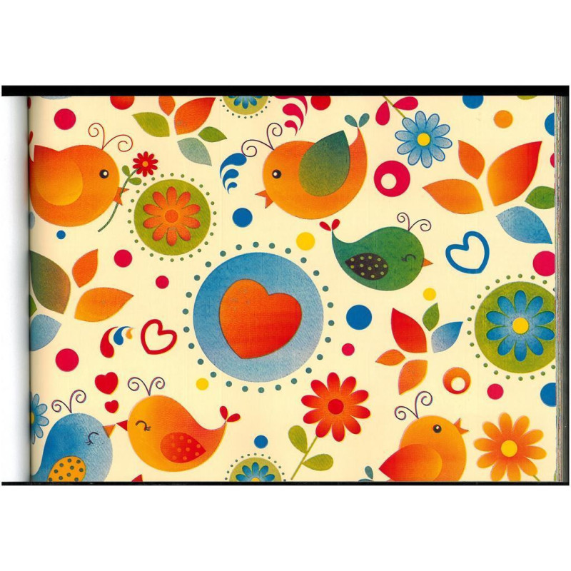 PAPEL REGALO ROLLO 62 SETIMPRES ESTUCADO PAJARITOS CREMA E57R