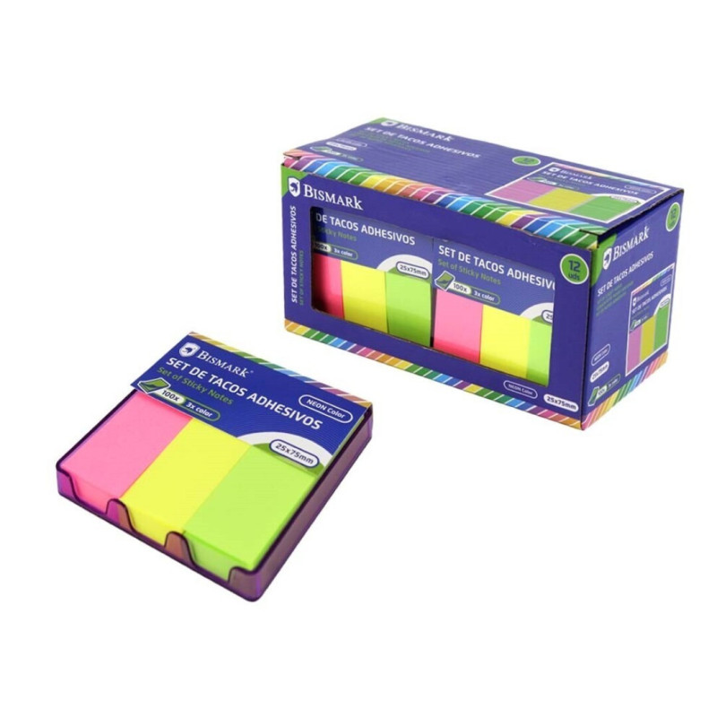 TACO ADHESIVO BISMARK SET 3U 25*75 COLORES FLUOR 331450 POESSA