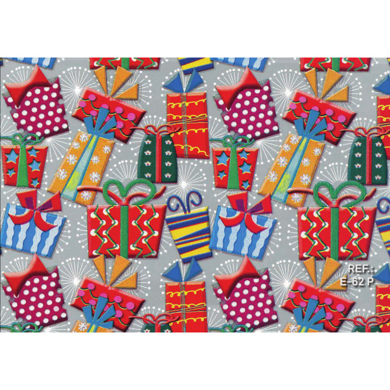 PAPEL REGALO ROLLO 62 SETIMPRES ESTUCADO REGALITOS FONDO PLATA E62P