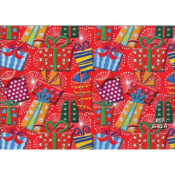 PAPEL REGALO ROLLO 62 SETIMPRES ESTUCADO REGALITOS FONDO ROJO E62R