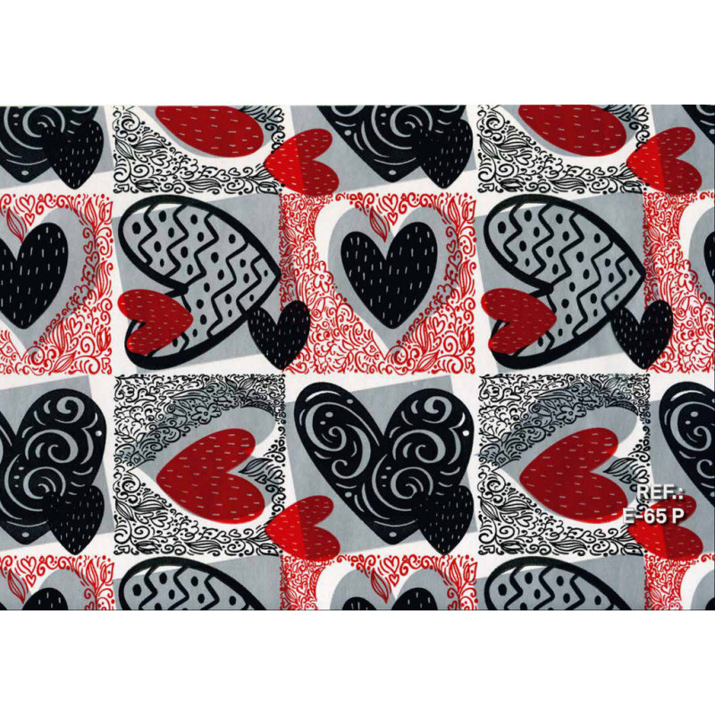 PAPEL REGALO ROLLO 62 SETIMPRES ESTUCADO CORAZONES PLATA E65P