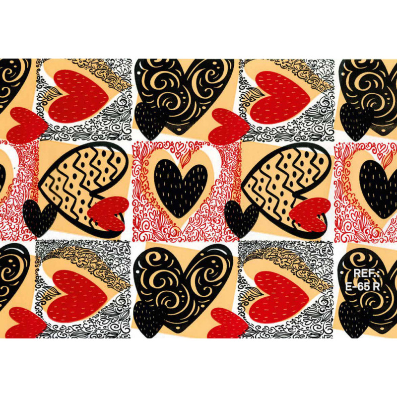 PAPEL REGALO ROLLO 62 SETIMPRES ESTUCADO CORAZONES ROJO E65R