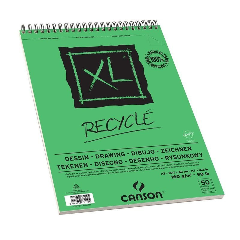 BLOC DIBUJO CANSON XL ESPIRAL RECYCLE 160G A-3 BLOC 50H 200777129