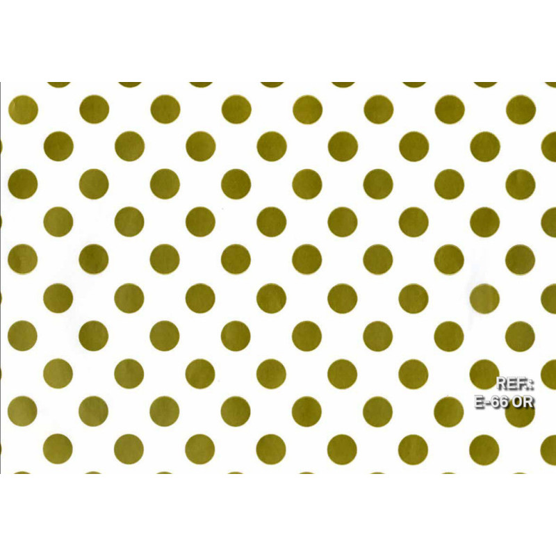 PAPEL REGALO ROLLO 62 SETIMPRES ESTUCADO PUNTOS ORO FONDO BLANCO E66OR