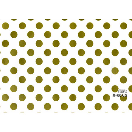 PAPEL REGALO ROLLO 62 SETIMPRES ESTUCADO PUNTOS ORO FONDO BLANCO E66OR