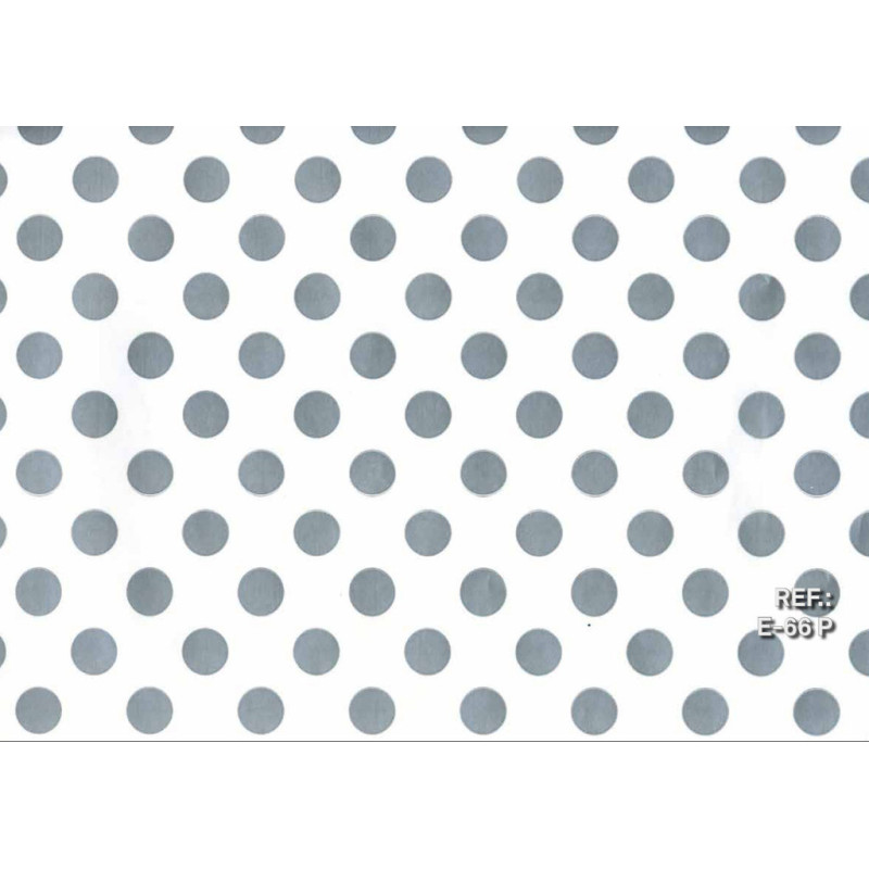 PAPEL REGALO ROLLO 62 SETIMPRES ESTUCADO PUNTOS PLATA FONDO BLANCO E66P