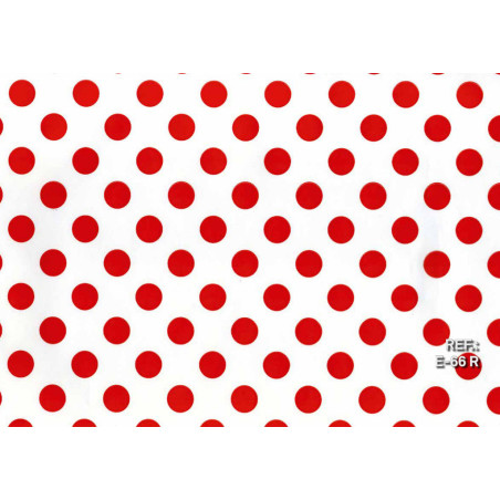 PAPEL REGALO ROLLO 62 SETIMPRES ESTUCADO PUNTOS ROJO FONDO BLANCO E66R
