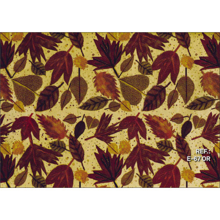 PAPEL REGALO ROLLO 62 SETIMPRES ESTUCADO HOJAS FONDO ORO E67OR