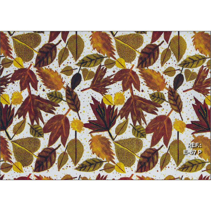 PAPEL REGALO ROLLO 62 SETIMPRES ESTUCADO HOJAS FONDO PLATA E67P