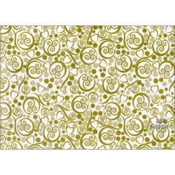 PAPEL REGALO ROLLO 62 SETIMPRES ESTUCADO ESPIRALES ORO FONDO BLANCO E68OR
