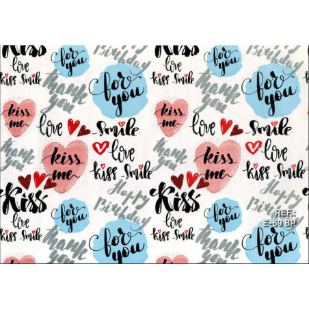 PAPEL REGALO ROLLO 62 SETIMPRES ESTUCADO MENSAJES FONDO BLANCO E69BP