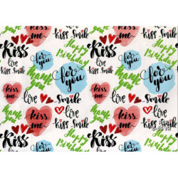 PAPEL REGALO ROLLO 62 SETIMPRES ESTUCADO MENSAJES FONDO BLANCO E69VR