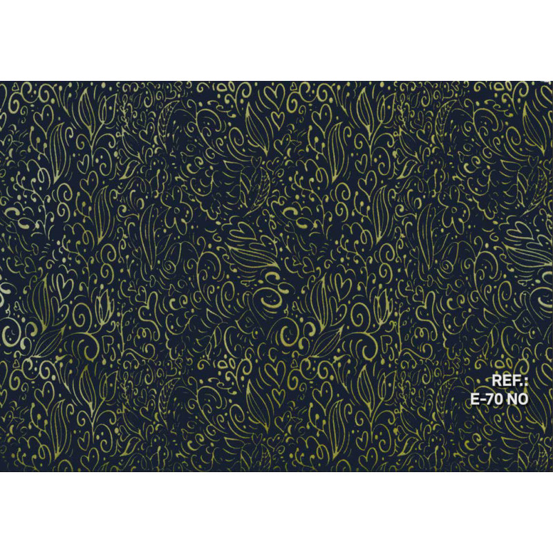 PAPEL REGALO ROLLO 62 SETIMPRES ESTUCADO CORAZONES ORO FONDO NEGRO E70NO