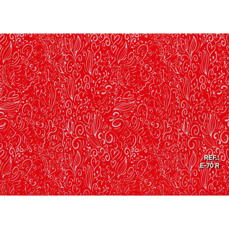 PAPEL REGALO ROLLO 62 SETIMPRES ESTUCADO CORAZONES PLATA FONDO ROJO E70R