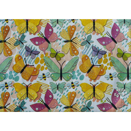 PAPEL REGALO ROLLO 62 SETIMPRES ESTUCADO MARIPOSAS FONDO PLATA E71P
