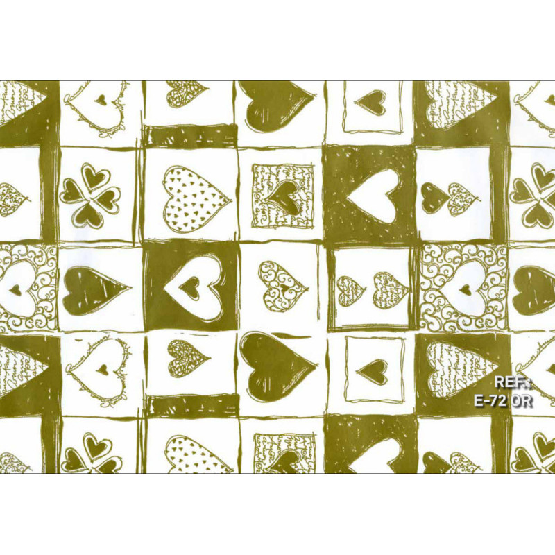 PAPEL REGALO ROLLO 62 SETIMPRES ESTUCADO CORAZONES ORO E72OR