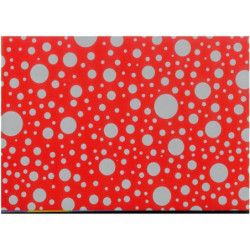 PAPEL REGALO ROLLO 62 SETIMPRES ESTUCADO CIRCULOS PLATA ROJO E7R