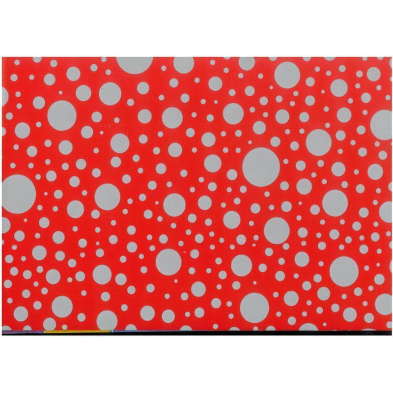 PAPEL REGALO ROLLO 62 SETIMPRES ESTUCADO CIRCULOS PLATA ROJO E7R