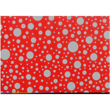PAPEL REGALO ROLLO 62 SETIMPRES ESTUCADO CIRCULOS PLATA ROJO E7R