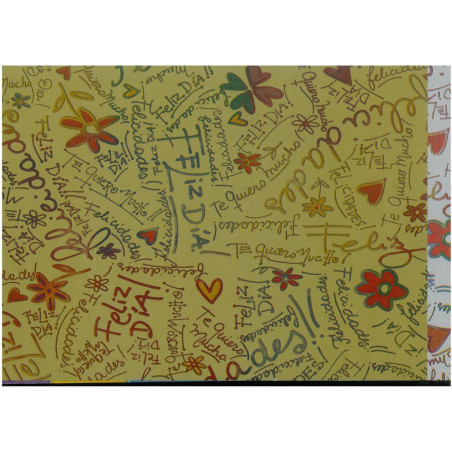 PAPEL REGALO ROLLO 62 SETIMPRES ESTUCADO FELICIDADES ORO E8OR