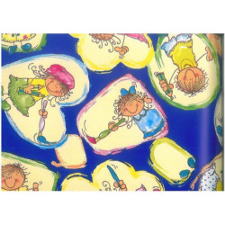 PAPEL REGALO ROLLO 62 SETIMPRES ESTUCADO INFANTIL PINTORES AZUL I10AZ