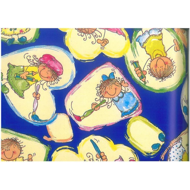 PAPEL REGALO ROLLO 62 SETIMPRES ESTUCADO INFANTIL PINTORES AZUL I10AZ