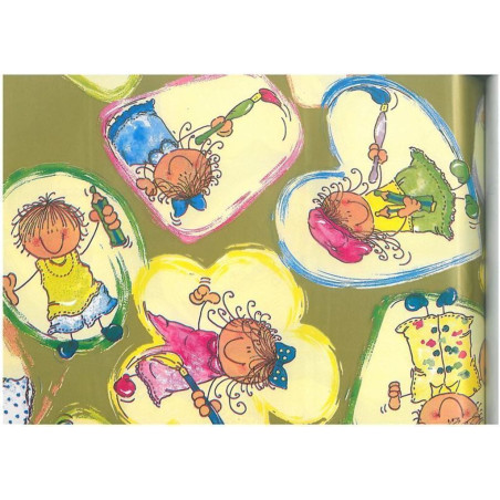 PAPEL REGALO ROLLO 62 SETIMPRES ESTUCADO INFANTIL PINTORES ORO I10OR