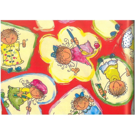 PAPEL REGALO ROLLO 62 SETIMPRES ESTUCADO INFANTIL PINTORES ROJO I10R