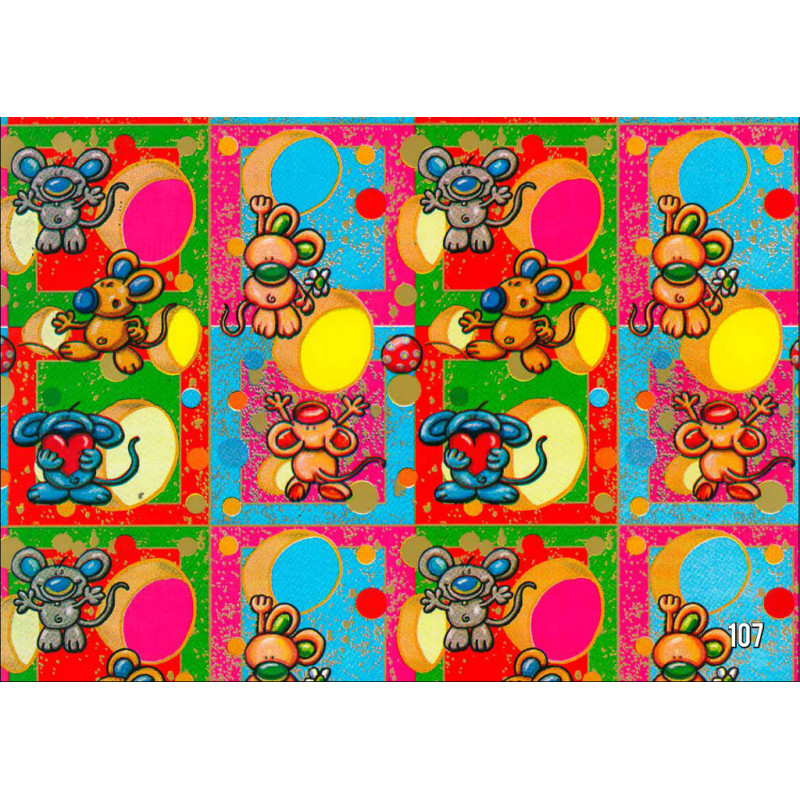 PAPEL REGALO ROLLO 62 SETIMPRES ESTUCADO INFANTIL RATONCITOS I12R