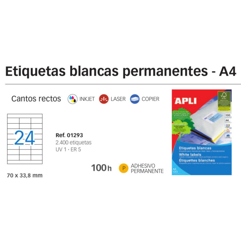 ETIQUETAS APLI I/L/C A-4 70*33.8     100H 01293