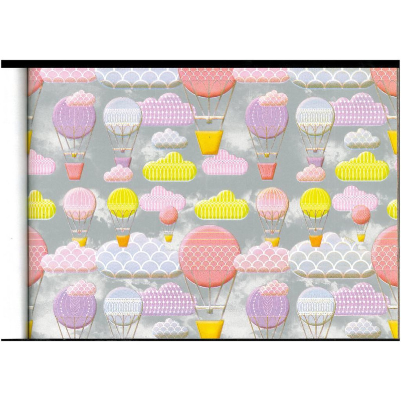 PAPEL REGALO ROLLO 62 SETIMPRES ESTUCADO INFANTIL GLOBOS PLATA I13P