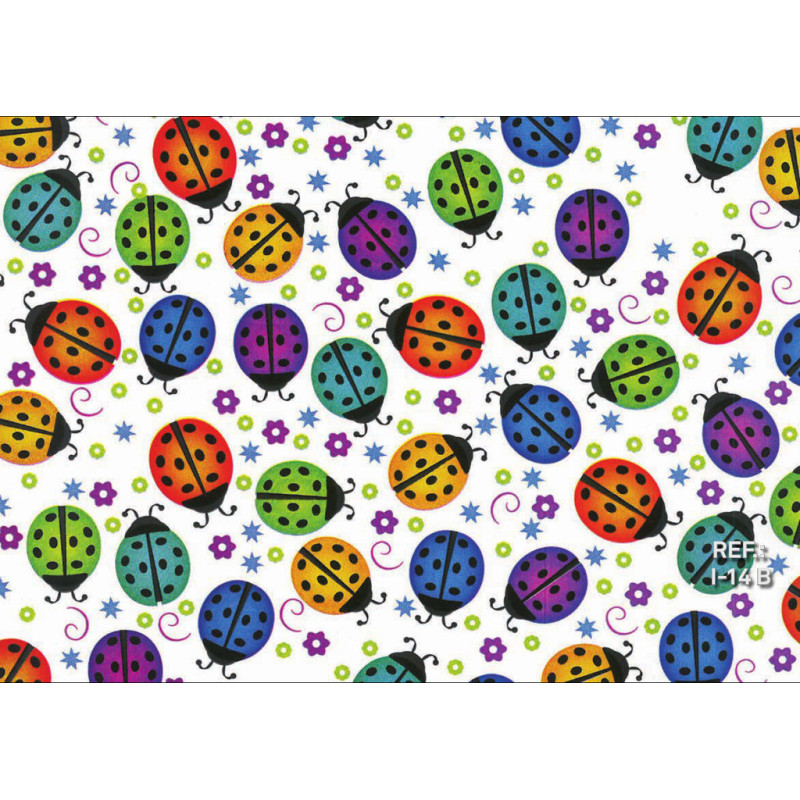 PAPEL REGALO ROLLO 62 SETIMPRES ESTUCADO INFANTIL MARIQUITAS BLANCO I14B