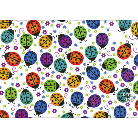 PAPEL REGALO ROLLO 62 SETIMPRES ESTUCADO INFANTIL MARIQUITAS BLANCO I14B