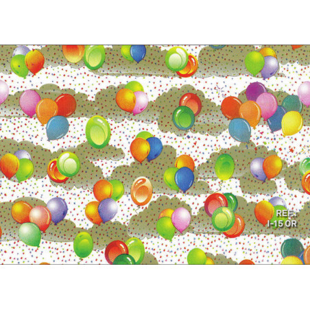 PAPEL REGALO ROLLO 62 SETIMPRES ESTUCADO INFANTIL GLOBOS ORO I15OR