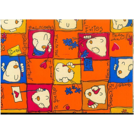 PAPEL REGALO ROLLO 62 SETIMPRES ESTUCADO INFANTIL FANTASMAS NARANJA I2NR