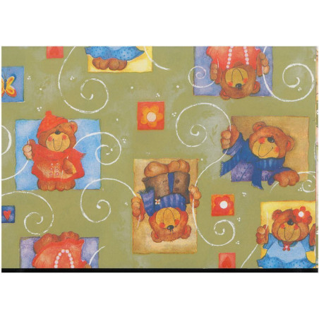 PAPEL REGALO ROLLO 62 SETIMPRES ESTUCADO INFANTIL OSITOS ORO I3OR