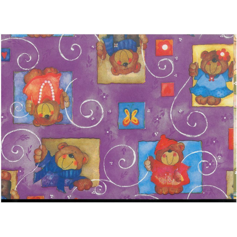 PAPEL REGALO ROLLO 62 SETIMPRES ESTUCADO INFANTIL OSITOS VIOLETA I3VL