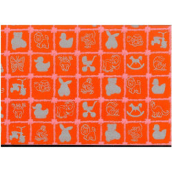 PAPEL REGALO ROLLO 62 SETIMPRES ESTUCADO INFANTIL SILUETAS NARANJA I6AZ