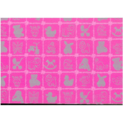 PAPEL REGALO ROLLO 62 SETIMPRES ESTUCADO INFANTIL SILUETAS ROSA I6RS