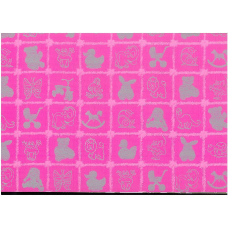 PAPEL REGALO ROLLO 62 SETIMPRES ESTUCADO INFANTIL SILUETAS ROSA I6RS