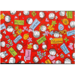 PAPEL REGALO ROLLO 62 SETIMPRES ESTUCADO INFANTIL NIÑOS MENSAJE ROJO I7R