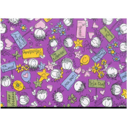 PAPEL REGALO ROLLO 62 SETIMPRES ESTUCADO INFANTIL NIÑOS MENSAJE VIOLETA I7VL