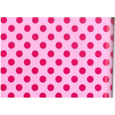 PAPEL REGALO ROLLO 62 SETIMPRES ESTUCADO INFANTIL BEBE ROSA PUNTOS I9RS